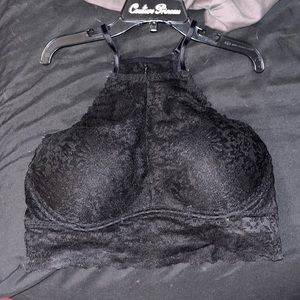 Push up high neck lace bralette